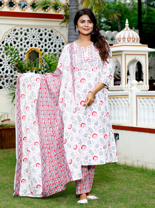 Pink Colour Designer Printed Kurta with Pant and Dupatta