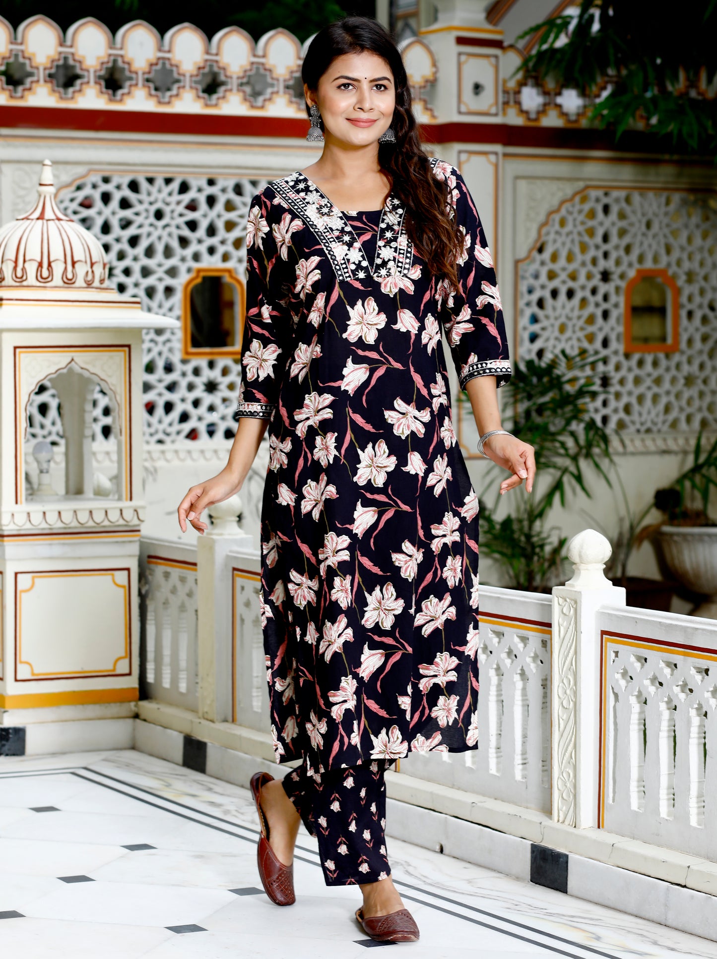 Black Colour Designer Printed Kurta with Pant and Dupatta