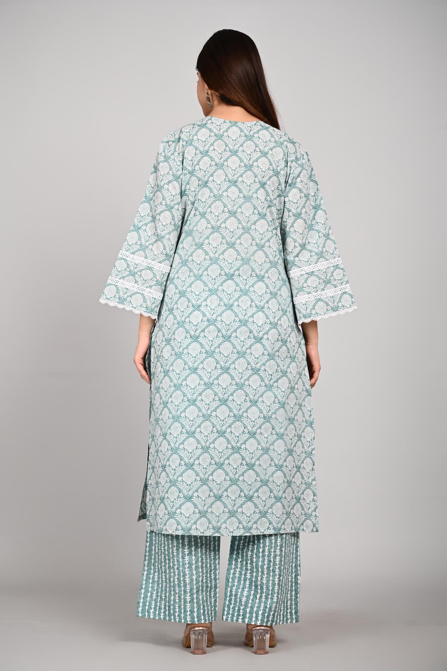 Green Colour Designer Printed Kurta with Pant and Dupatta